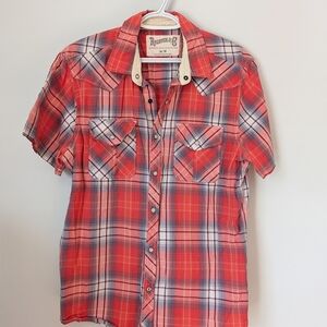 Red Plaid Short Sleeve Shirt